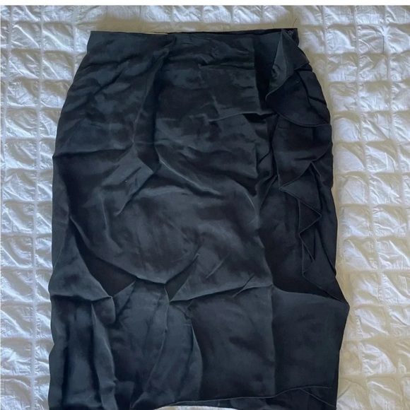 Ba&sh jupe anja black cupro ruffle midi skirt - Picture 2 of 11